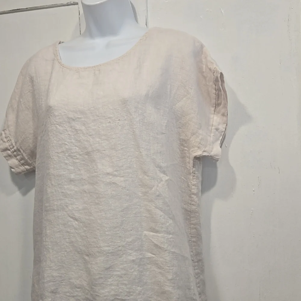 TERZO MILLENNIO 100% LINEN HI LOW TUNIC. SIZE LARGE. #7601 - Picture 3 of 10